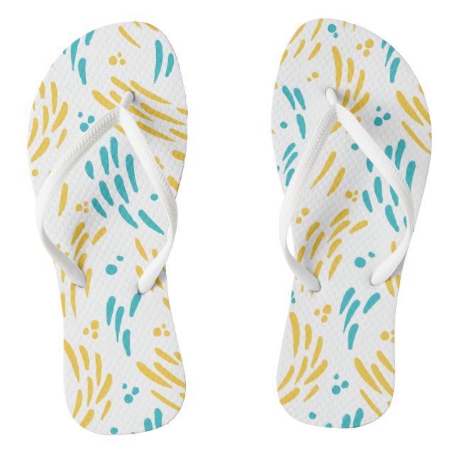 Chinelos Fluxo em turquesa e amarelo (Pé da cama)