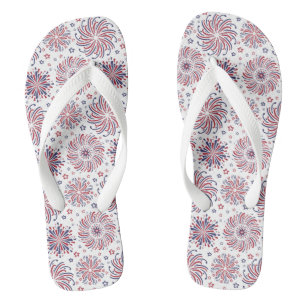 Chinelos Fogos de artifício vermelhos branco e azul