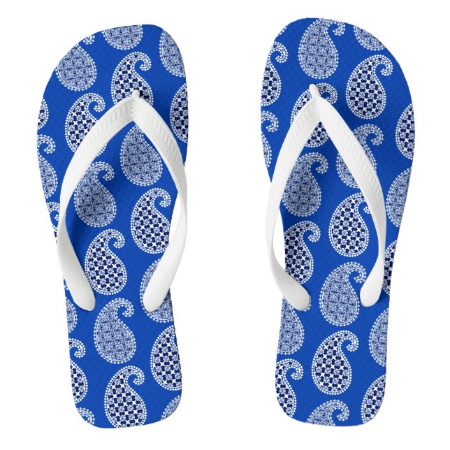 Chinelos Folha, azul de cobalto e branco (Pé da cama)