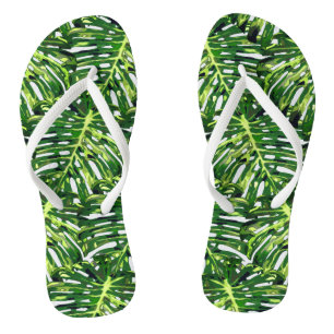 Chinelos Folhas de Monstera Tropicais