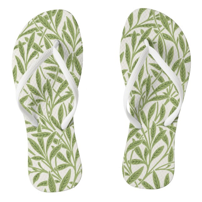 Chinelos Folhas de Salgueiro Verde Botânico Vintage (Pé da cama)