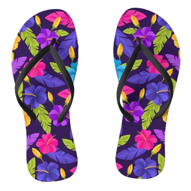 Chinelos Folhas tropicais e flores Padrão-23857 (Pé da cama)