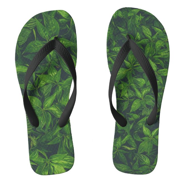Chinelos Folhas Verde-Profundas  (Pé da cama)