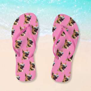 Chinelos Foto de Cachorro Personalizado Engraçado Rosa