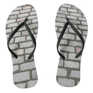 Chinelos Fotografia do Caminho da Rua Cobblestone Brick