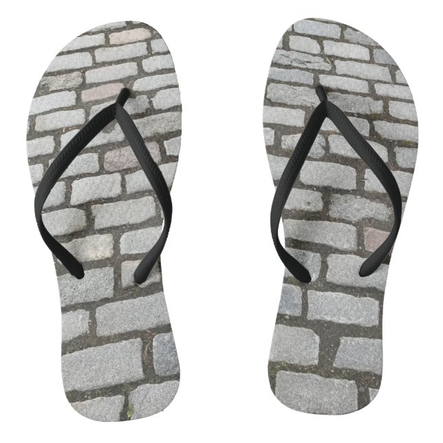 Chinelos Fotografia do Caminho da Rua Cobblestone Brick (Pé da cama)