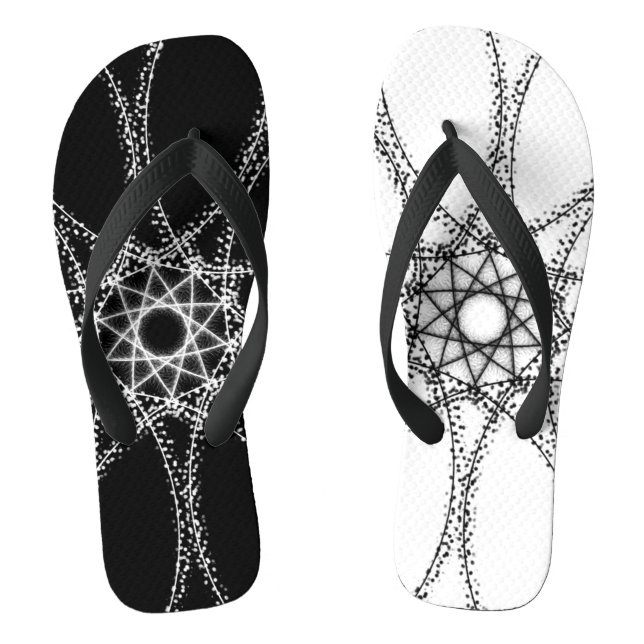 Chinelos Fractal Duplo - Preto e Branco (Pé da cama)
