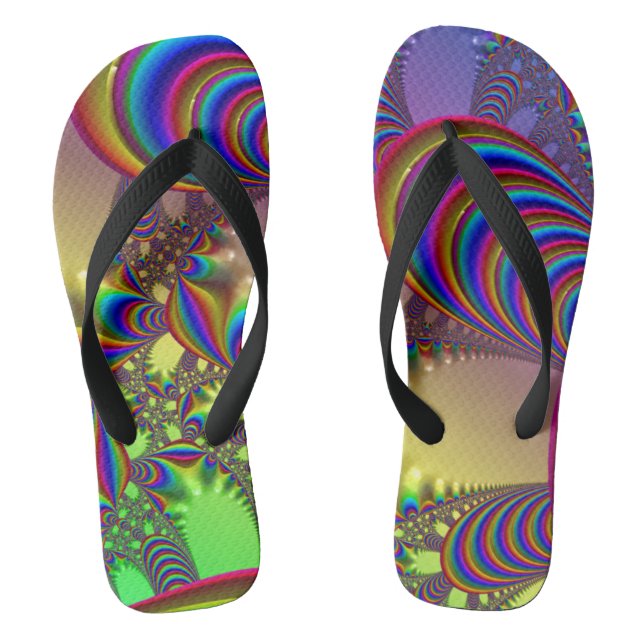 Chinelos Fractal Psicodélico dos anos 60 (Pé da cama)
