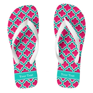 Chinelos Framboesa, Teal Marroquino #5DS Nome Teal Monogram