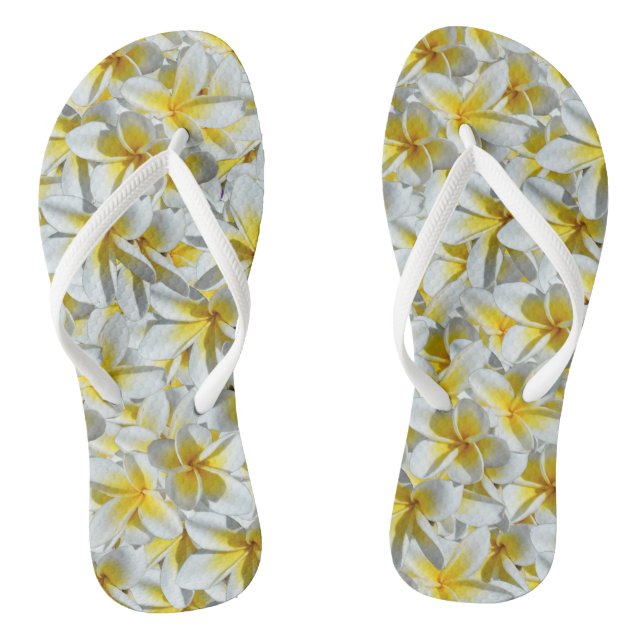 Chinelos Frangipani Amarelo e Branco em Cachos, (Pé da cama)