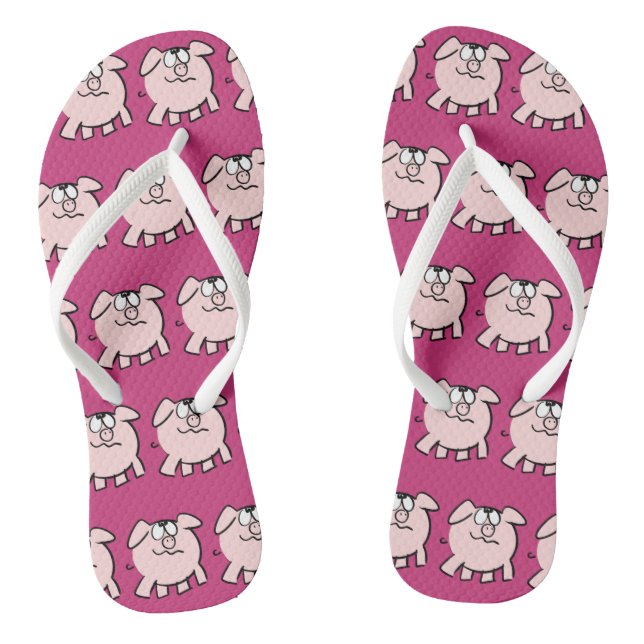 Chinelos Funny 2 Cartoon Pig Escolher Cor Mulheres Sacudir  (Pé da cama)
