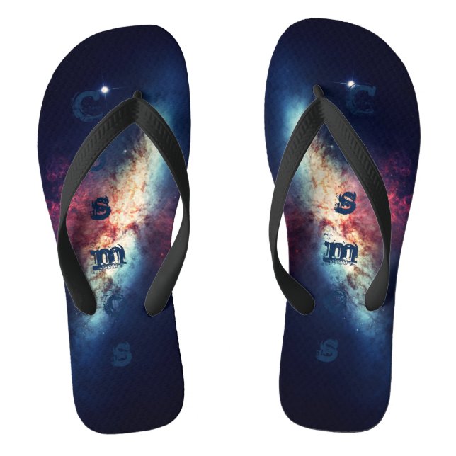 Chinelos Galáxia Nebulosa Azul Cosmos Espaço (Pé da cama)