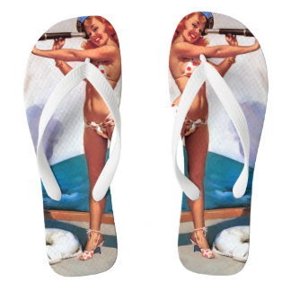Chinelos Garota Pin-up Vintage Retro Elvgren Vela Marinheir