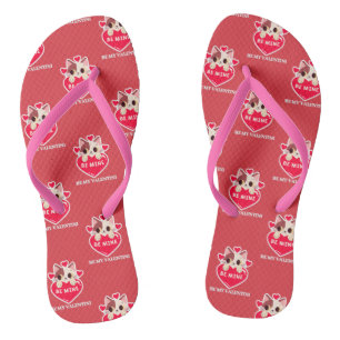 Chinelos Gato branco e bonito de coração