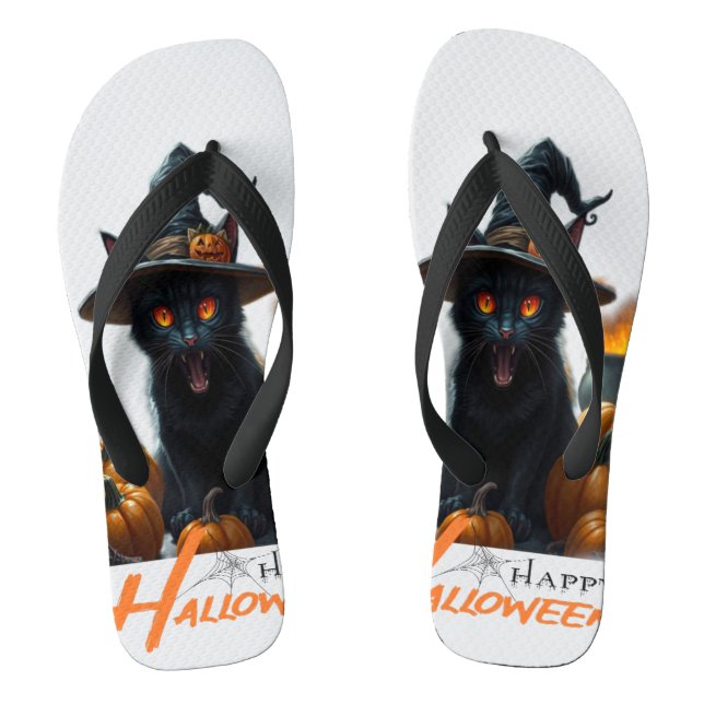 Chinelos Gato do Halloween  (Pé da cama)