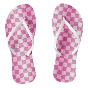 Chinelos Geométrica rosa e branca verificada