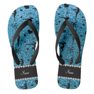 Chinelos Ginástica de brilho azul-céu personalizada