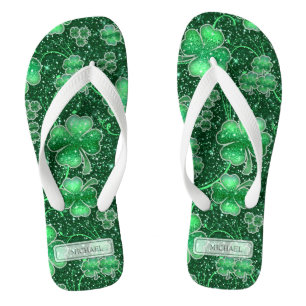 Chinelos Glittering Shamrocks and Swirls ID289