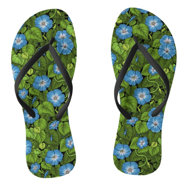 Chinelos Glória da manhã em azul e verde (Pé da cama)