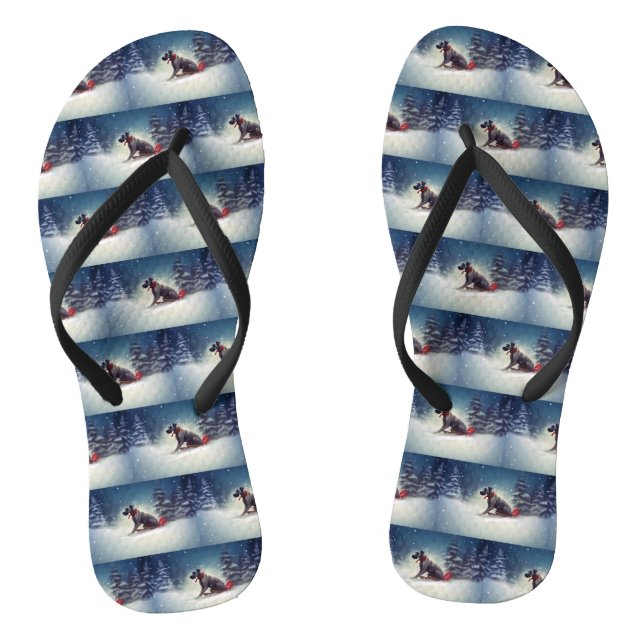 Chinelos Grande Dinamarquês Natal neve inverno (Pé da cama)