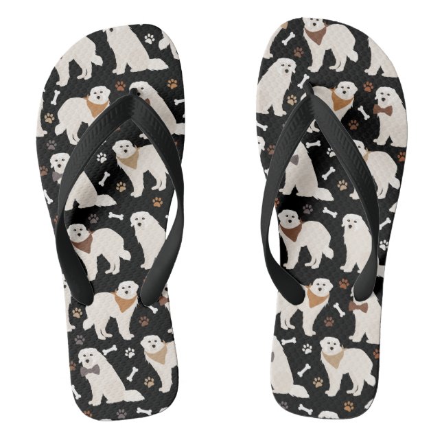 Chinelos Great Pyrenees Paws and Bones Flip Flops (Pé da cama)