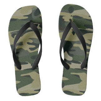 Chinelos Green Military Camouflage Pattern
