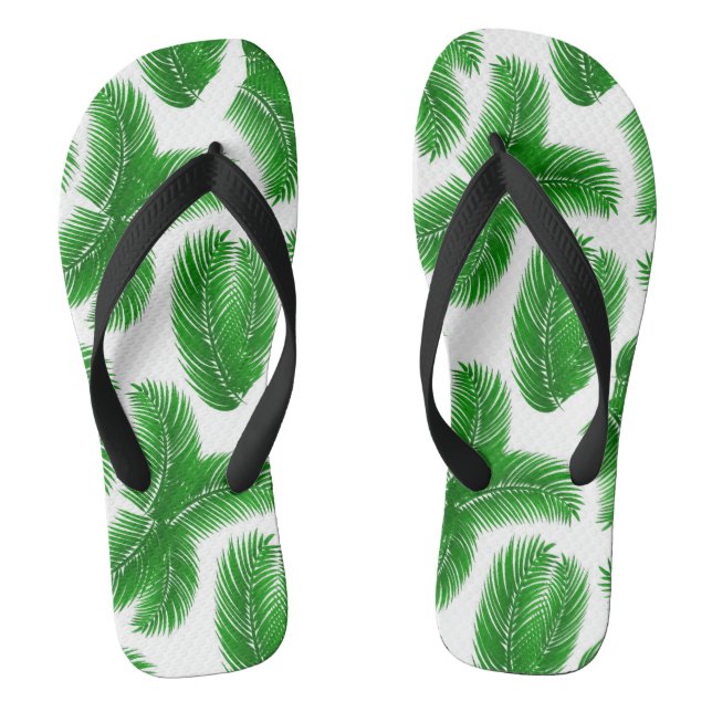 Chinelos Green Tropical Palm Leaf Pattern (Pé da cama)
