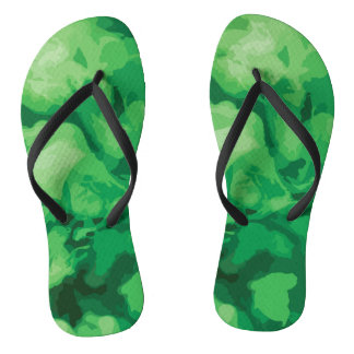 Chinelos Groene teenslippers met wolkig abstract desgin