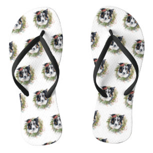 Chinelos Guirlanda de Natal do Border Collie Pupila Festiva