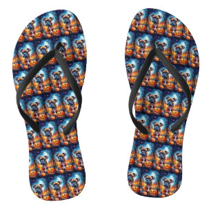 Chinelos Halloween Boxer Com Pumpkins Assustado
