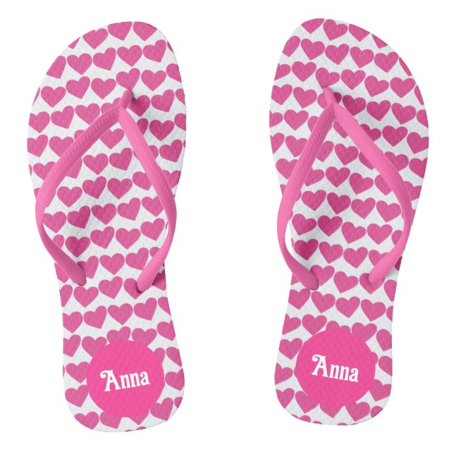 Chinelos HEARTS Moderno Groovy Love Bridesmaids Personaliza (Pé da cama)
