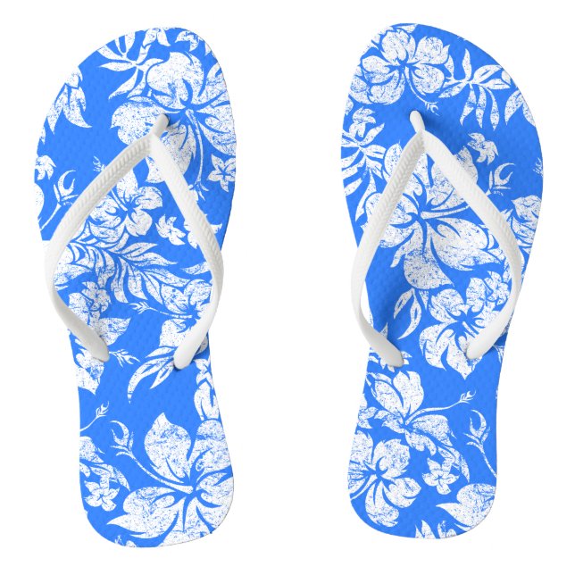 Chinelos Hibiscus Pareau aflita Vintage Havaiana (Pé da cama)