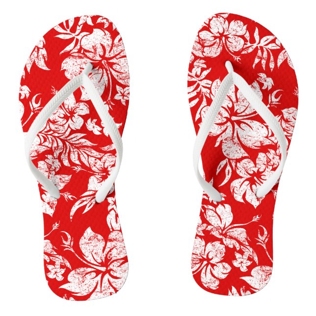 Chinelos Hibiscus Pareau desapontou Vintage havaiano (Pé da cama)