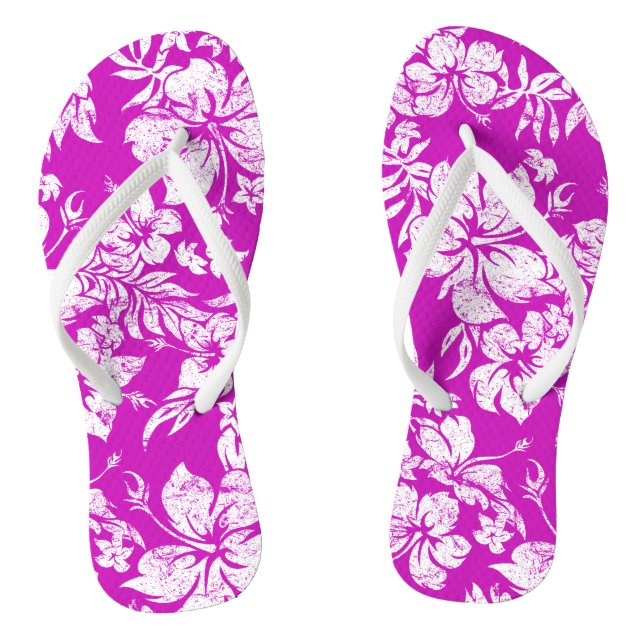 Chinelos Hibiscus Pareau desapontou Vintage havaiano (Pé da cama)