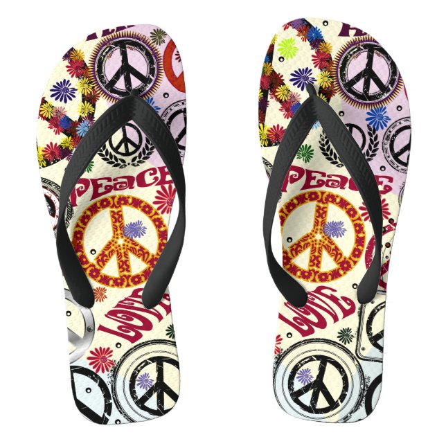 Chinelos Hippie Flor Power Peace & Love (Pé da cama)