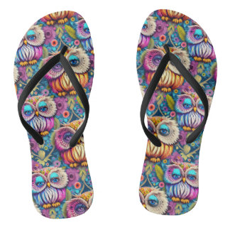 Chinelos Hippie Trippy Colorful Owl
