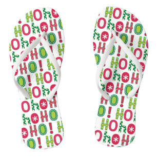 Chinelos Ho Ho Ho Christmas Fun Modern Red Green Standard