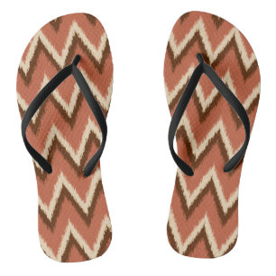 Chinelos Ikat Chevron Stripes - Ferrugem, castanha e bege