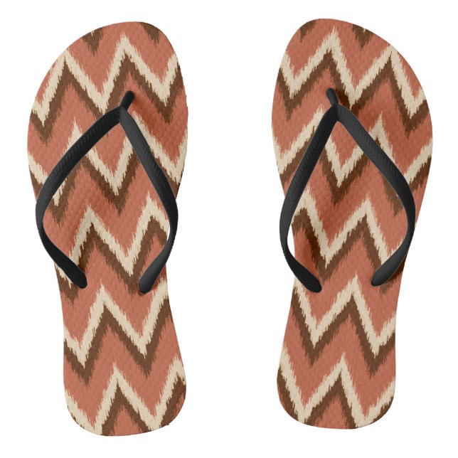 Chinelos Ikat Chevron Stripes - Ferrugem, castanha e bege (Pé da cama)