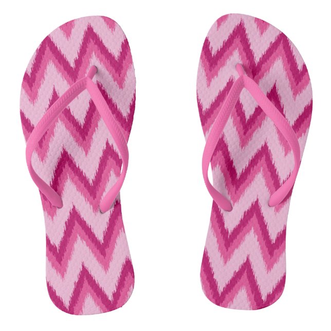 Chinelos Ikat Chevron Stripes - Fuchsia e rosa pálido (Pé da cama)
