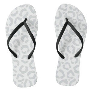 Chinelos Impressão Animal da Leopardo da Cinza Branca Elega