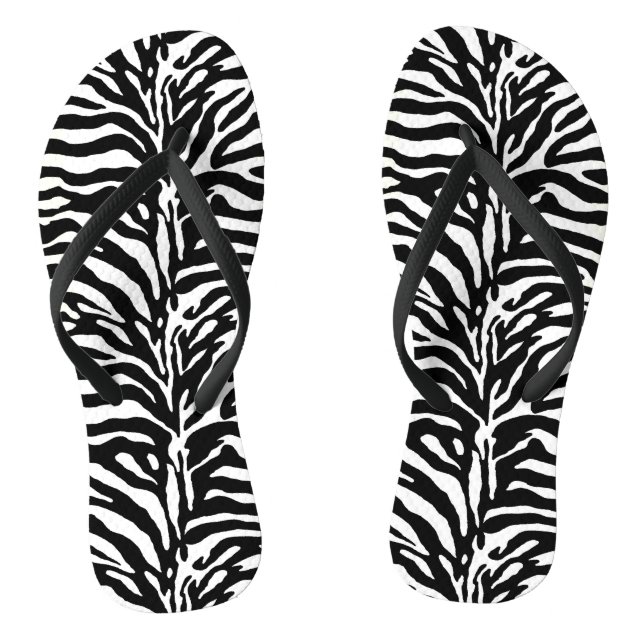 Chinelos Impressão animal selvagem, zebra em preto e branco (Pé da cama)