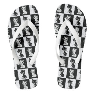 Chinelos Impressão de Bloco de Monograma Branco Preto