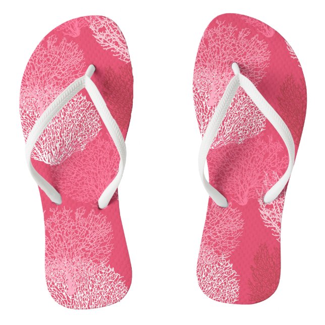Chinelos Impressão de coral em leque, tons de rosa coral (Pé da cama)