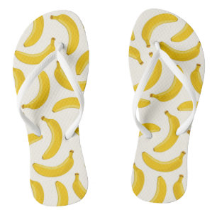 Chinelos Impressão de Fruta tropical Bananas, amarela e br