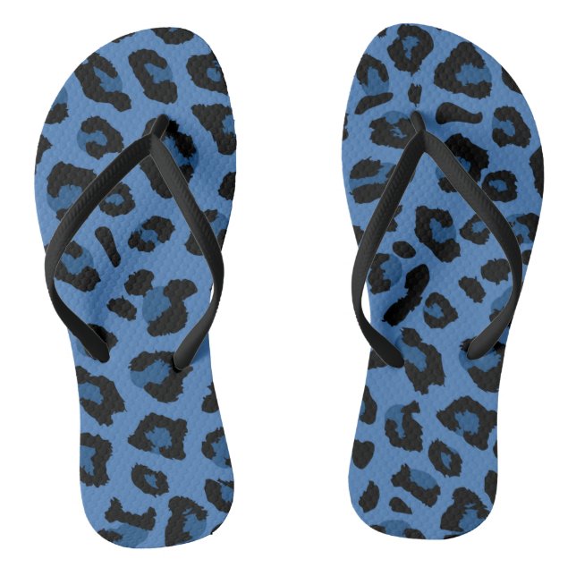 Chinelos Impressão de Leopardo Azul (Pé da cama)