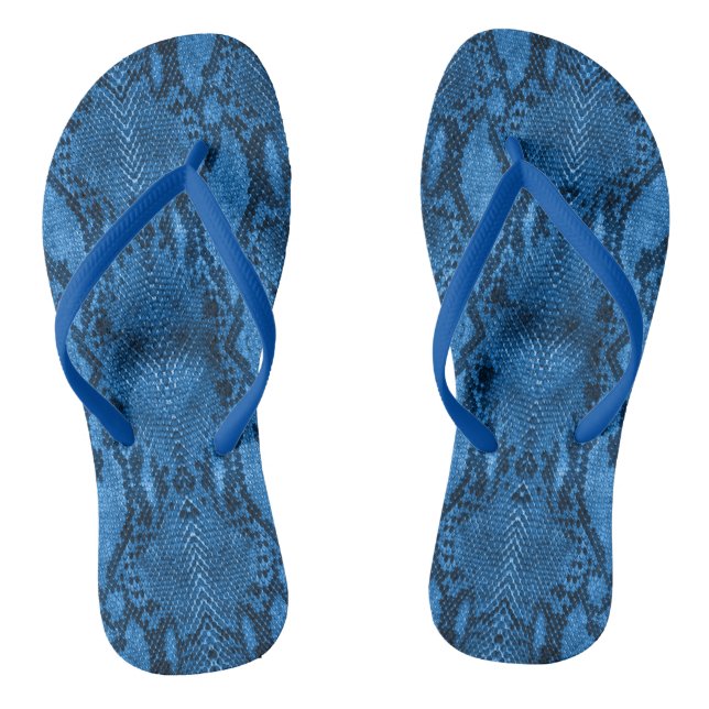 Chinelos Impressão de Pele de Cobra Azul (Pé da cama)