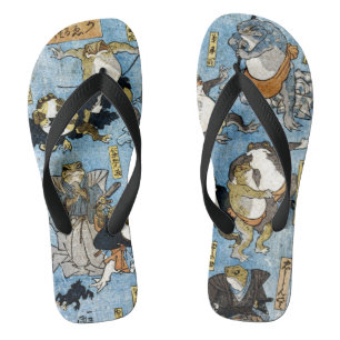Chinelos Impressão de Ukiyo-e - sapos como atores de Kabuk