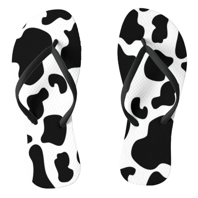 Chinelos Impressão de Vaca Preta e Branca (Pé da cama)