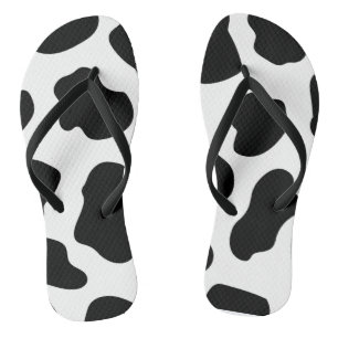 Chinelos Impressão de vaca preto e branco